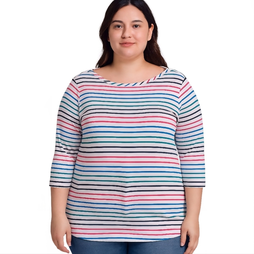 Croft & Barrow Women's Striped Long Sleeve Top - Blue, Pink, Black
